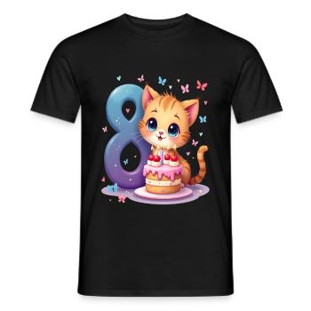 Cute Kitten 8th Birthday Girl - Men's T-Shirt - black - Front - AI Model Male 178 light (178cm)