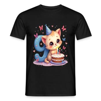chaton mignon fille 9e anniversaire - T-shirt homme - noir - Devant - AI Model Male 178 light (178cm)