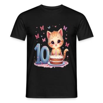 chaton mignon fille 10e anniversaire - T-shirt homme - noir - Devant - AI Model Male 178 light (178cm)