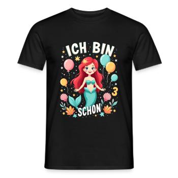 J’ai déjà 3 sirène fille d’anniversaire - T-shirt homme - noir - Devant - AI Model Male 178 light (178cm)
