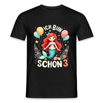 J’ai déjà 3 sirène fille d’anniversaire - T-shirt homme - noir - Devant - AI Model Male 178 light (178cm)