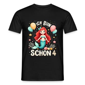 J’ai déjà 4 sirène fille d’anniversaire - T-shirt homme - noir - Devant - AI Model Male 178 light (178cm)