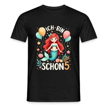 J’ai déjà 5 ans Sirène Birthday Girl - T-shirt homme - noir - Devant - AI Model Male 178 light (178cm)