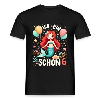 J’ai déjà 6 ans Sirène Birthday Girl - T-shirt homme - noir - Devant - AI Model Male 178 light (178cm)