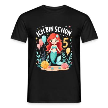 J’ai déjà 5 ans Sirène Birthday Girl - T-shirt homme - noir - Devant - AI Model Male 178 light (178cm)