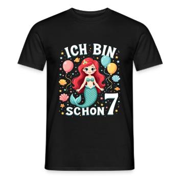 J’ai déjà 7 ans Sirène Birthday Girl - T-shirt homme - noir - Devant - AI Model Male 178 light (178cm)