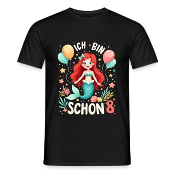 J’ai déjà 8 ans Sirène Birthday Girl - T-shirt homme - noir - Devant - AI Model Male 178 light (178cm)