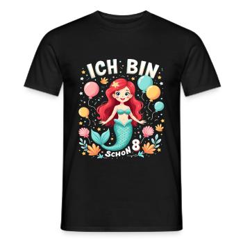J’ai déjà 8 ans Sirène Birthday Girl - T-shirt homme - noir - Devant - AI Model Male 178 light (178cm)