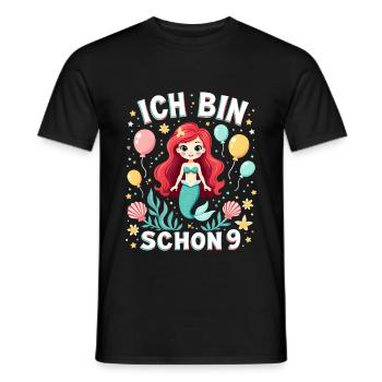 J’ai déjà 9 ans Sirène Birthday Girl - T-shirt homme - noir - Devant - AI Model Male 178 light (178cm)