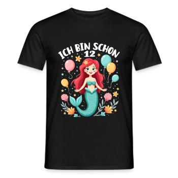 I'm already 12 Mermaid Birthday Girl - Men's T-Shirt - black - Front - AI Model Male 178 light (178cm)