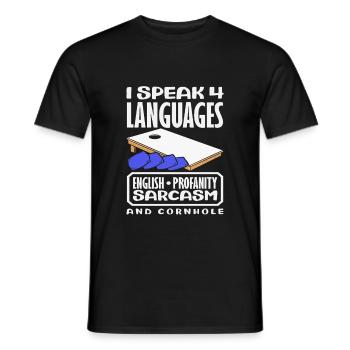Ich Spreche Vier Sprachen Cornhole Spieler - Männer T-Shirt - Schwarz - Vorne - AI Model Male 178 light (178cm)