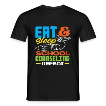 Eat Sleep School Counseling Repeat Motivation - Men's T-Shirt - black - Front - AI Model Male 178 light (178cm)