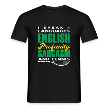 Tennis Players: English, Sarcasm, Tennis - Men's T-Shirt - black - Front - AI Model Male 178 light (178cm)