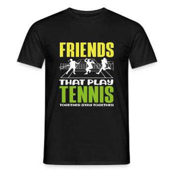Tennis Players Friends Playing Tennis - Men's T-Shirt - black - Front - AI Model Male 178 light (178cm)