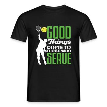 Tennis Spieler Gute Dinge Kommen - Männer T-Shirt - Schwarz - Vorne - AI Model Male 178 light (178cm)