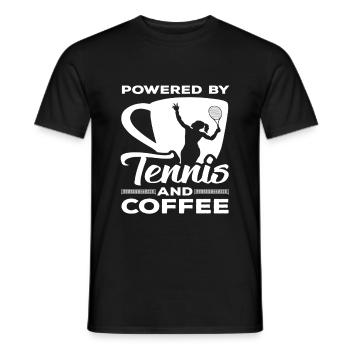 Tennis Lovers: Powered by Tennis and Coffee - Men's T-Shirt - black - Front - AI Model Male 178 light (178cm)