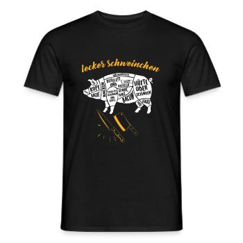 Schweinchen Metzger Schlachter Filet - Männer T-Shirt - Schwarz - Vorne - AI Model Male 178 light (178cm)