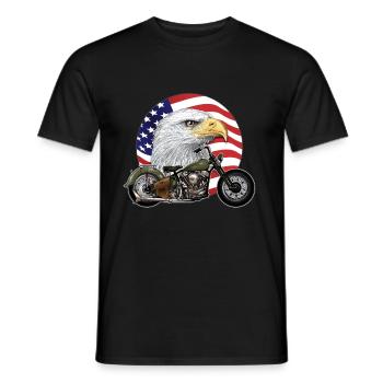 Eagle Head USA Motorcycle Biker Chopper - Men's T-Shirt - black - Front - AI Model Male 178 light (178cm)