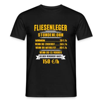 Tiler hourly wage Funny salary - Men's T-Shirt - black - Front - AI Model Male 178 light (178cm)