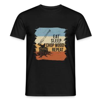 Eat Sleep Chop Wood Repeat Holz Holzfäller - Männer T-Shirt - Schwarz - Vorne - AI Model Male 178 light (178cm)
