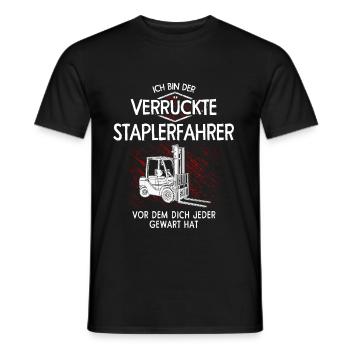 Ich bin der verrückte Staplerfahrer - Männer T-Shirt - Schwarz - Vorne - AI Model Male 178 light (178cm)