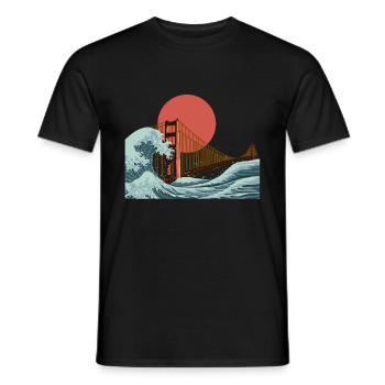 Golden Gate San Fransisco Welle - Männer T-Shirt - Schwarz - Vorne - AI Model Male 178 light (178cm)