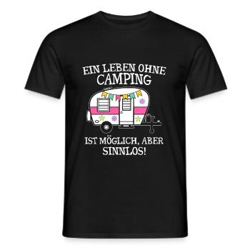 Ein Leben ohne Camping ist möglich aber sinnlos - Männer T-Shirt - Schwarz - Vorne - AI Model Male 178 light (178cm)