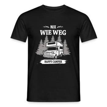 Nix wie weg happy camper - Männer T-Shirt - Schwarz - Vorne - AI Model Male 178 light (178cm)