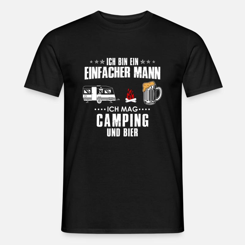 Ich bin ein einfacher Mann Camping Bier - Männer T-Shirt - Schwarz