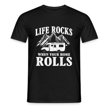 Life rocks when your home rolls Wohnwagen - Männer T-Shirt - Schwarz - Vorne - AI Model Male 178 light (178cm)
