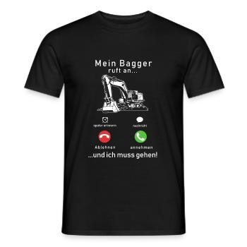My excavator calls - Men's T-Shirt - black - Front - AI Model Male 178 light (178cm)