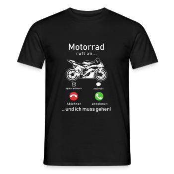 La moto appelle - T-shirt homme - noir - Devant - AI Model Male 178 light (178cm)