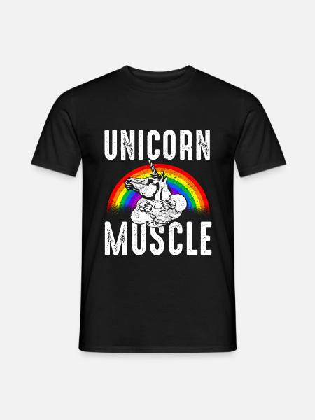 Einhorn Muskel - Männer T-Shirt - Schwarz