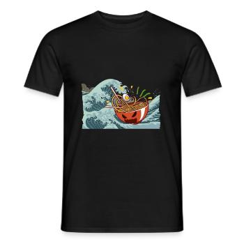 Ramen wave Kanagawa - Men's T-Shirt - black - Front - AI Model Male 178 light (178cm)