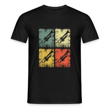 Trumpet Instrument Vintage - Men's T-Shirt - black - Front - AI Model Male 178 light (178cm)