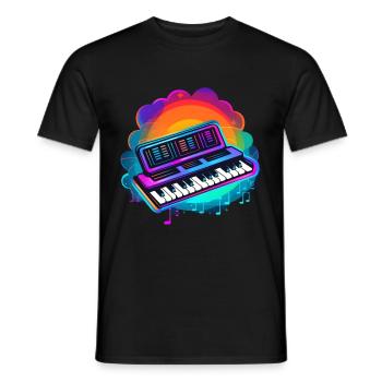 Keyboarder Synthwave 80s Geschenk - Männer T-Shirt - Schwarz - Vorne - AI Model Male 178 light (178cm)
