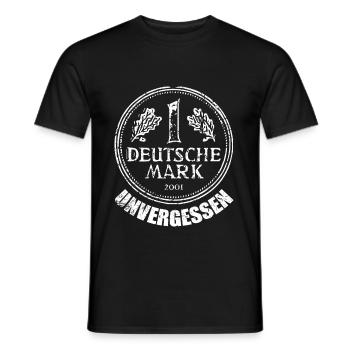 Deutsche Mark Unvergessen Eine Markstück 1 DM 90er - Männer T-Shirt - Schwarz - Vorne - AI Model Male 178 light (178cm)