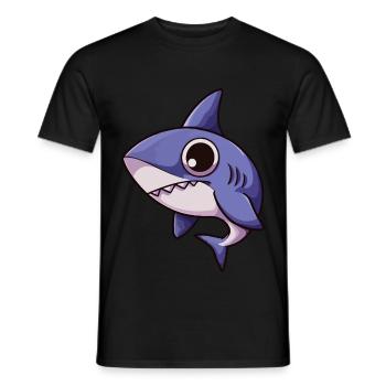Kawaii Cartoon Hai mit großen Augen – Niedliche Meereskunst - Männer T-Shirt - Schwarz - Vorne - AI Model Male 178 light (178cm)
