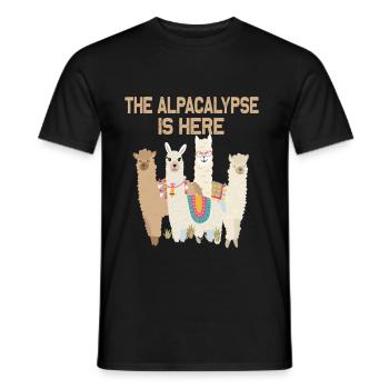 the alpacalypse lama alpaka süßes tier fell weiß - Männer T-Shirt - Schwarz - Vorne - AI Model Male 178 light (178cm)