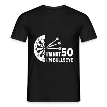 i'm not 50 i'm bullseye age dart darts - Men's T-Shirt - black - Front - AI Model Male 178 light (178cm)
