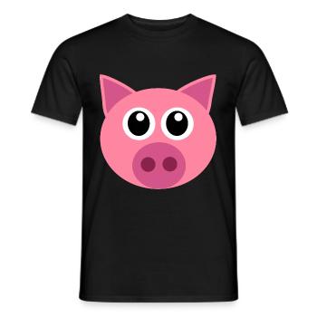 Pig face piggy animal costume gift - Men's T-Shirt - black - Front - AI Model Male 178 light (178cm)