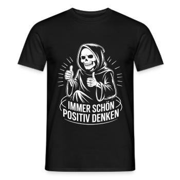 Immer schön positiv Skull Reaper Daumen hoch - Männer T-Shirt - Schwarz - Vorne - AI Model Male 178 light (178cm)
