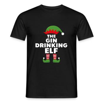 Der Gin trinkende Elf - Männer T-Shirt - Schwarz - Vorne - AI Model Male 178 light (178cm)