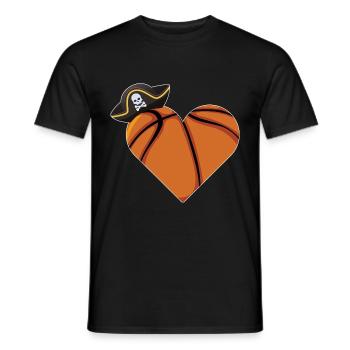 Heart Pirate Basketball Gift - Men's T-Shirt - black - Front - AI Model Male 178 light (178cm)