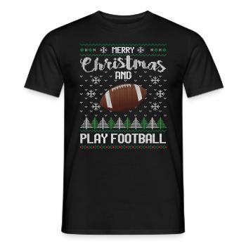 Joyeux Noël et cadeau de football américain - T-shirt homme - noir - Devant - AI Model Male 178 light (178cm)