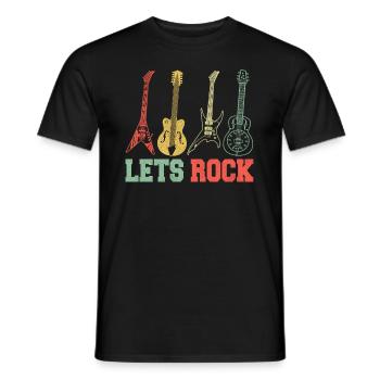 Guitares Rock Rock n Roll Band Concert Retro - T-shirt homme - noir - Devant - AI Model Male 178 light (178cm)