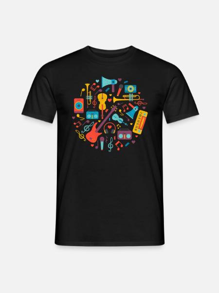 Various instruments Music school Musician Instrument - Men's T-Shirt - black