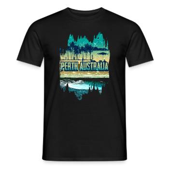 Perth Australien Retro Urlaub - Männer T-Shirt - Schwarz - Vorne - AI Model Male 178 light (178cm)