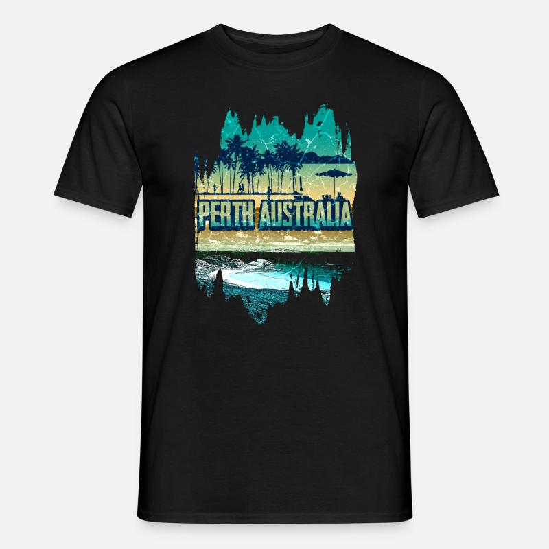 Perth Australien Retro Urlaub - Männer T-Shirt - Schwarz