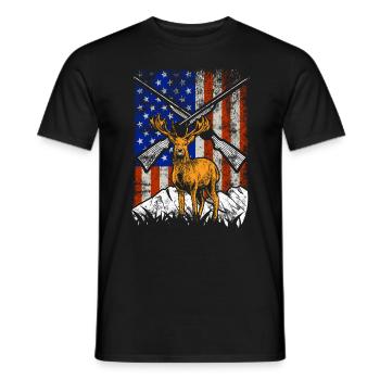 Jagen USA Wildjagd Hirsch Geweih Jaeger 4 - Männer T-Shirt - Schwarz - Vorne - AI Model Male 178 light (178cm)